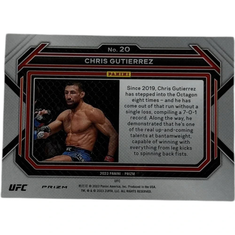 2023 Panini Prizm UFC Chris‎ Gutierrez 20 SILVER PRIZM Rookie